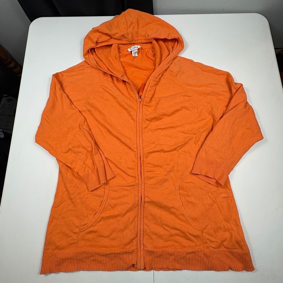 Lilly Pulitzer Tops - Lilly Pulitzer Orange 3/4 Sleeve Zip Hoodie Womens Large Coastal Preppy